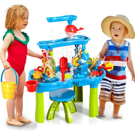 Doloowee Water Table for Kids, Sand and Water Table Outdoor Toy Garden Toy Summer Water Toy for Kids 3 4 5 6 7 8 years old