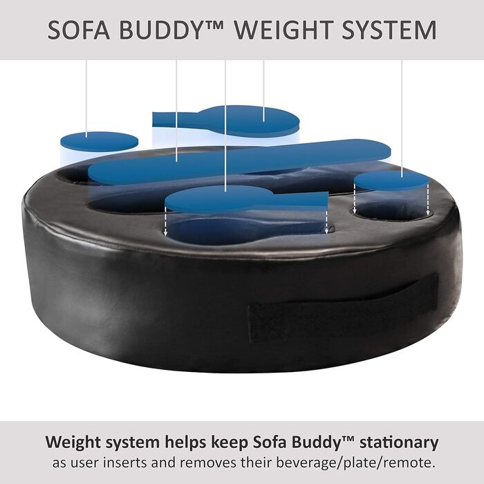Sofa-Buddy Practical Couch Cup Holder, Couch Coaster, Sofa Cup Holder - The Perfect Couch Accessory (Big-Leather-Black)