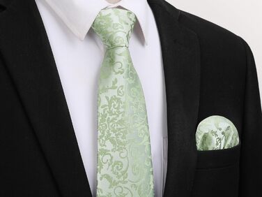 Набір краватки та кишенькового хустинки Enlision для чоловіків (світло-зелений, універсальний розмір) з краватковою кліпсою та нагрудними краватками