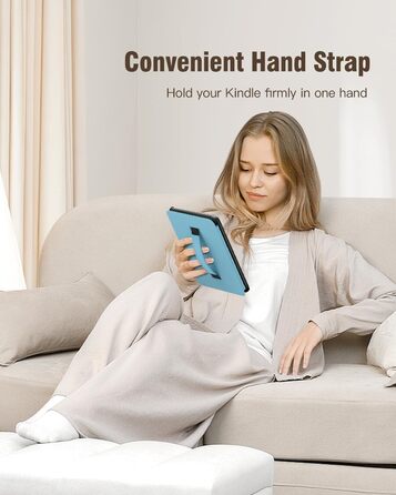 Чохол MoKo для Kindle Paperwhite (12-го покоління, 2024) та Kindle Colorsoft Signature Edition (2024), з петлею для руки, авто-ввімкнення/вимкнення, Agave Grün (aprikose Blume)