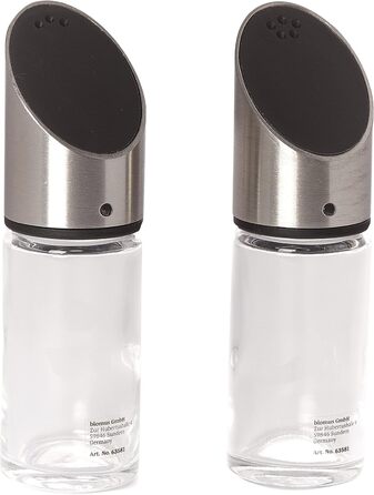 Набір для солі та перцю Blomus LIVO з скла та нержавіючої сталі, 2 шт., точне дозування, преміум-якість (11,5 x 3,5 см)