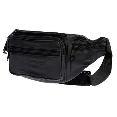 Чоловіча поясна сумка Christian Wippermann з натуральної шкіри - преміум якість, 24x12x6-8 см, 3 відділення на блискавці, регульований ремінь, RFID захист (Чорний)