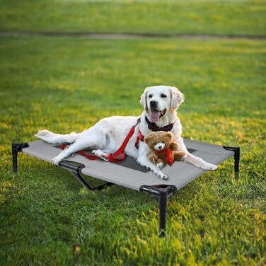 Підвищене ліжко для собак з балдахіном, ліжко для домашніх тварин Outdoor для кемпінгу, пляжу. Ліжко для собак з водонепроникним дахом, диван для собак з дихаючою сіткою. Розмір XL - 122 x 92 x 102 см (L-92 x 76 x 92 см)