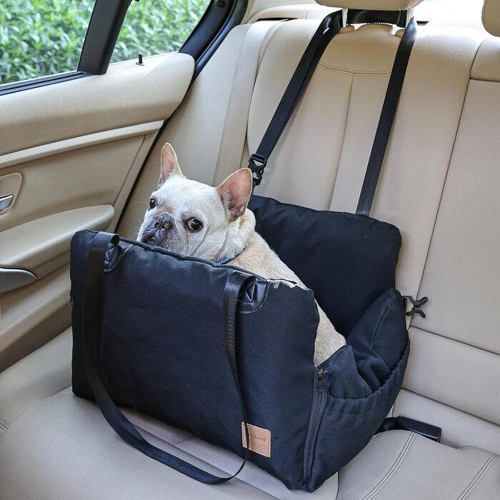 Автомобільний собачий сидіння для маленьких собак до 15 кг, чорний, знімний Airbag, знімний, миючий, Oxford тканина