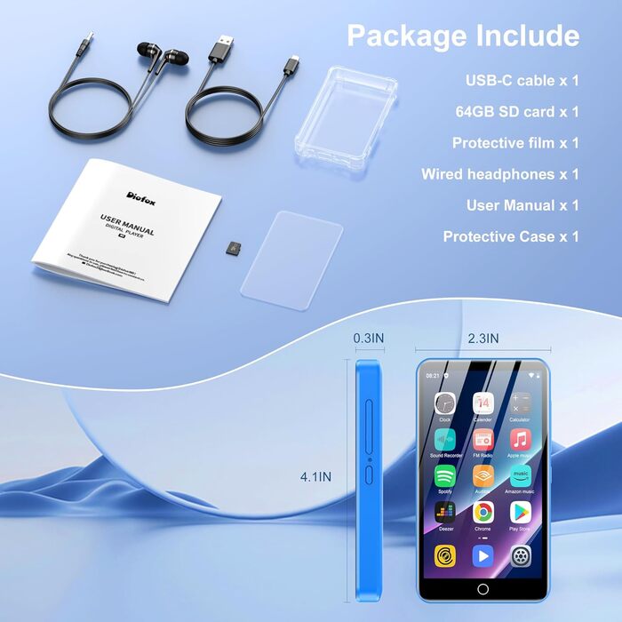 MP3 плеєр 80GB Bluetooth WiFi, 4.0