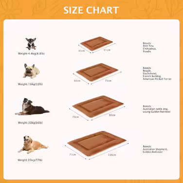 Dog Bed Soft and Warm Mat Dog Cushion Washable Cozy Reversible Pet Sofa Cushion PS085 (90x70 CM, Orange)