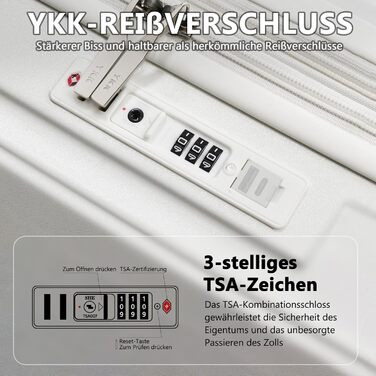 Чемодан Joyway ABS, розширюваний, з TSA замком та 4 колесами, набір: великий та невелика валіза + сумка для туалетних речей, зелений (білий, 56 см, ручна поклажа)