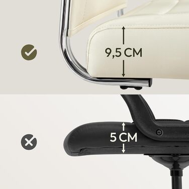 Офісне крісло Yaheetech з підлокітниками, ергономічне, для офісу, комп'ютерне, для начальника, висока спинка, з функцією гойдання, до 136 кг, бежеве