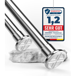 Штанга для карнизів без свердління, діаметр 25 мм, телескопічна - для душу, вікон, кімнат, кухні (70-120 см, 90-160 см), нержавіюча сталь срібна