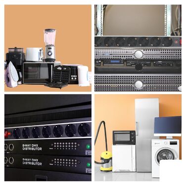 Блок розподілу живлення (PDU) Perel на 8 розеток Schuko Typ F з вимикачем та захистом від перенапруги, кабель 2.15м, 3680 Вт для 19-дюймової стійки, серверної шафи та офісу