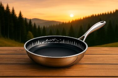 FIXLINE Black Forest Frying Pan 28cm - RED Design - Scratch-Resistant PTFE-Free Coating - Compatible with All Cooktops (including Induction) - Oven Safe up to 250°C - Easy Cleaning - Ideal Gift