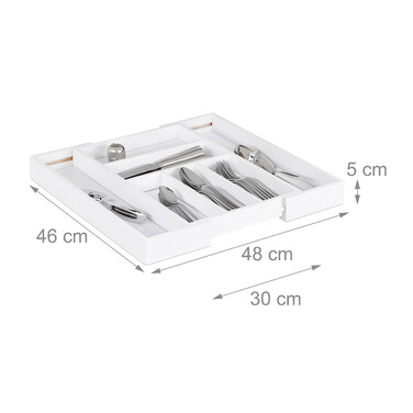 Relaxdays Cutlery Insert Bamboo White
