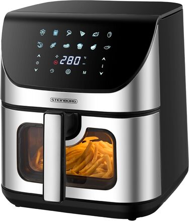 Hot Air Fryer 8 Liter 4 in 1 with Viewing Window, Mini Oven, Grill, Bake, Dehydrate, Fry. Hot Air Fryer, Fryer without Oil, Air Fryer, Hot Air Oven, Hot Air Grill, Dehydrator.