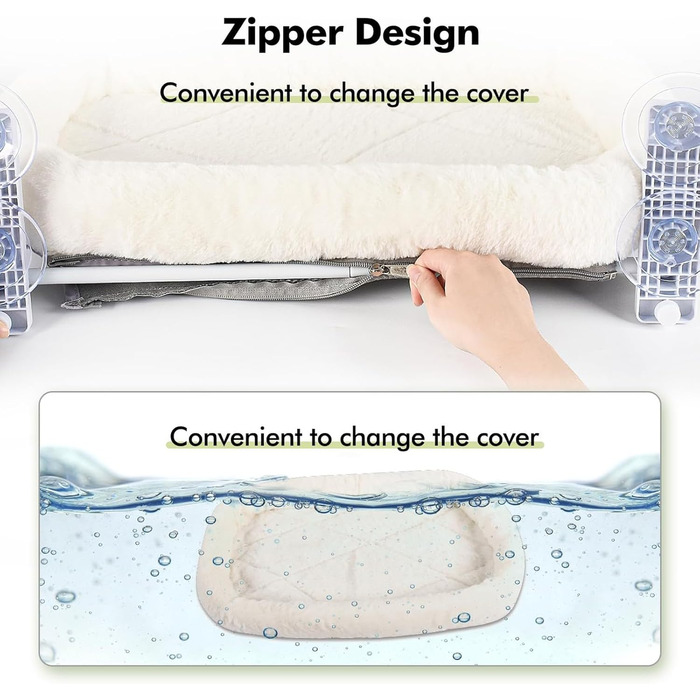 Крісло-гамак для котів на вікно 60x30 см, розкладне, сірий (білий, 30x60 см), до 18 кг