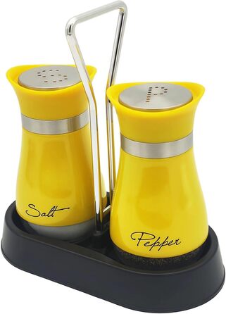 Набір солі та перцю (2 шт) з підставкою: скло та нержавіюча сталь. Підходить для кемпінгу, кухні.