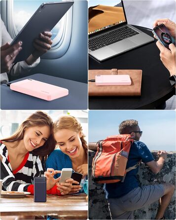 Power Bank AsperX 10000mAh (2 шт.) з USB-C, 4 порти, для iPhone, iPad, Huawei, Tablet - Чорний+Білий