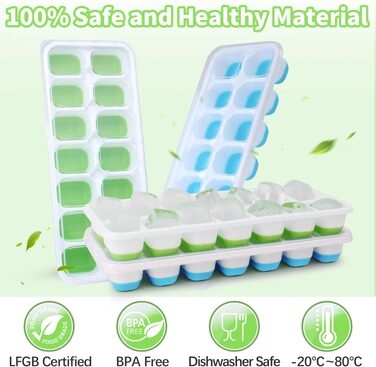 Силіконова форма для льоду з кришкою, BPA-free, набір 8 шт, штабельовані контейнери для коктейлів, віскі та кави (чорний та сірий)
