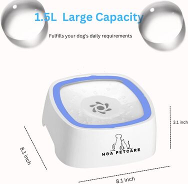 Плаваючий годівниця для води для собак і котів H&A Petcare - без розливання, повільне пиття, блакитний