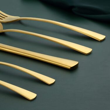 Набір столових приборів Bestdin 30 предметів з нержавіючої сталі, матове золото. Набір ножів, виделок, ложок для 6 осіб, посудомийна машина