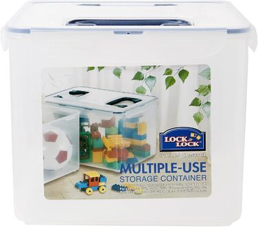 LocknLock PP CLASSIC Storage Box with Lid and Handles | 16 L, 361 x 274 x 212 mm | 100% Airtight | Semi-Transparent Storage Container | Storage Box with Lid for Household Items