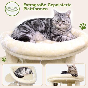 Дім-когтеточка Globlazer для котів, великий кутовий, 167 см, бежевий, для 3-4 котів, з будиночком, гамаком, платформою та кошиком