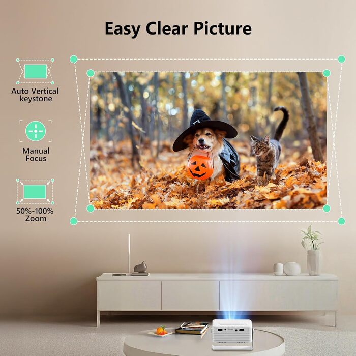 Міні проектор YOTON Y3 1080P: портативний для домашнього кінотеатру, HDMI/USB/Phone/PS5, кут 180°, авто-корекція, 15000 лм