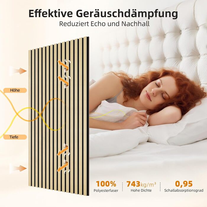 Акустичні 3D-панелі JAMELO з шпоном горіха, самоклеючі стінні панелі для декору стін та стелі, 10 шт. (30x15x1.2 см), колір волоський горіх