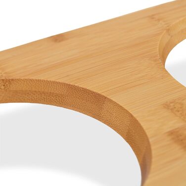 Підставка для корму Relaxdays для маленьких собак, 2 миски по 300 мл, піднята, бамбук та нержавіюча сталь, розміри: 9,5x34,5x18 см, колір: натуральний/сріблястий