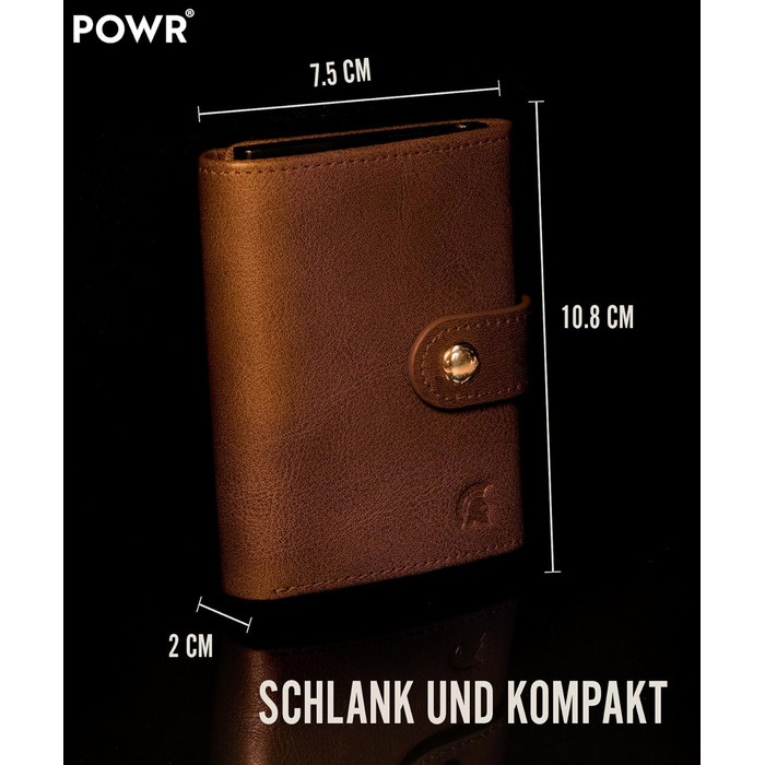 Чоловічий металевий картхолдер POWR Wallet з відділенням для монет. Мінімалістичний картхолдер для чоловіків (темно-коричневий)