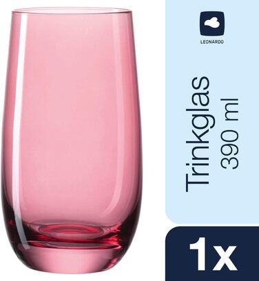 Leonardo Sora Drinking Glasses, Set of 6, Colorful Glass Set, Dishwasher-Safe Juice Glasses, Water Glasses, Drinking Cups in 6 Colors, 390 ml, Assorted Colors, 047287