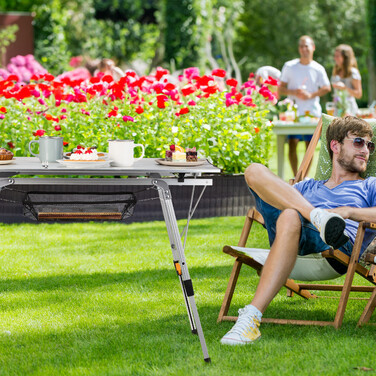 Relaxdays Регульований по висоті розкладний стіл з алюмінію