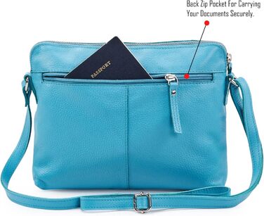 Сумка через плече Wise Owl з натуральної шкіри Air Blue Nappa для жінок та чоловіків, маленька кросбоді сумка з 5 кишенями на блискавці