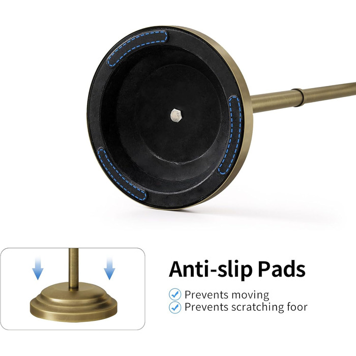 Тримач туалетного паперу на підлогу RUMOSE, античне латунь, регульований (31,5-57,9 см), з полицею для зберігання, нержавіюча сталь