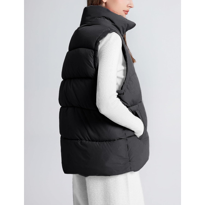 Жіноча жилетка FEOYA великого розміру з пуховим наповнювачем, без рукавів, тепла, чорна, XL
