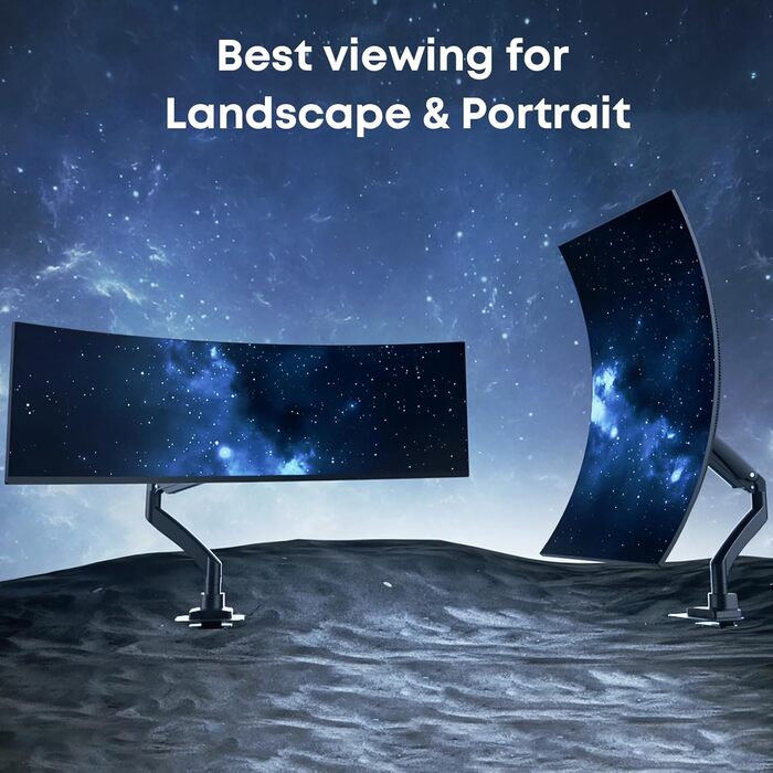 Кронштейн для монітора PUTORSEN Ultrawide 22-57 дюймів, регульований за висотою, настільний тримач до 27 кг, VESA до 200x200 мм, чорний