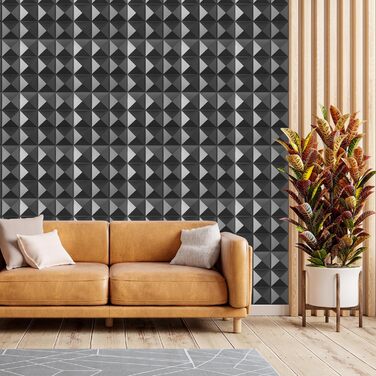 3D панелі на стіну ПВХ чорні, декоративні стінові та стельові панелі для геймерської зони, вітальні та спальні, 2 шт.