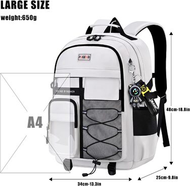 Чоловічий рюкзак для школи та подорожей, великий, водонепроникний, сірий