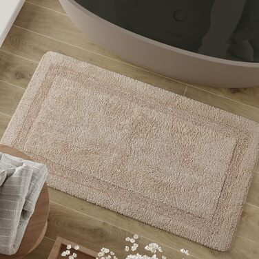 Килимок для ванної кімнати Wecon Home Hilda – сучасний ретро-дизайн, антиковзаюча підкладка, сертифікат Oeko-TEX Standard 100, можна прати в пральній машині – м'який, легкий у догляді та стильний (55 x 65 см, бежевий)