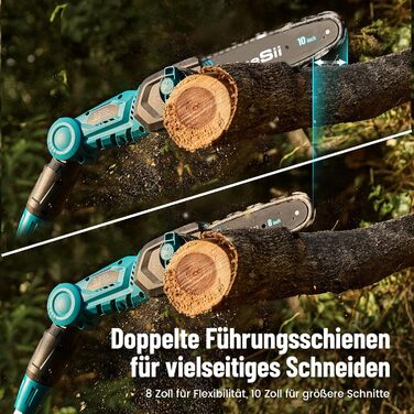 SEESII Безщіткова міні-пилка 6 дюймів, ручна акумуляторна пилка з 2 * 4000 mAh акумуляторами, одноручна пилка з автоматичним змащенням, сумісна з акумулятором Makita 18V, електрична пилка для дерева, гілок 6 дюймів Безщіткова (8&10 дюймовий високий за