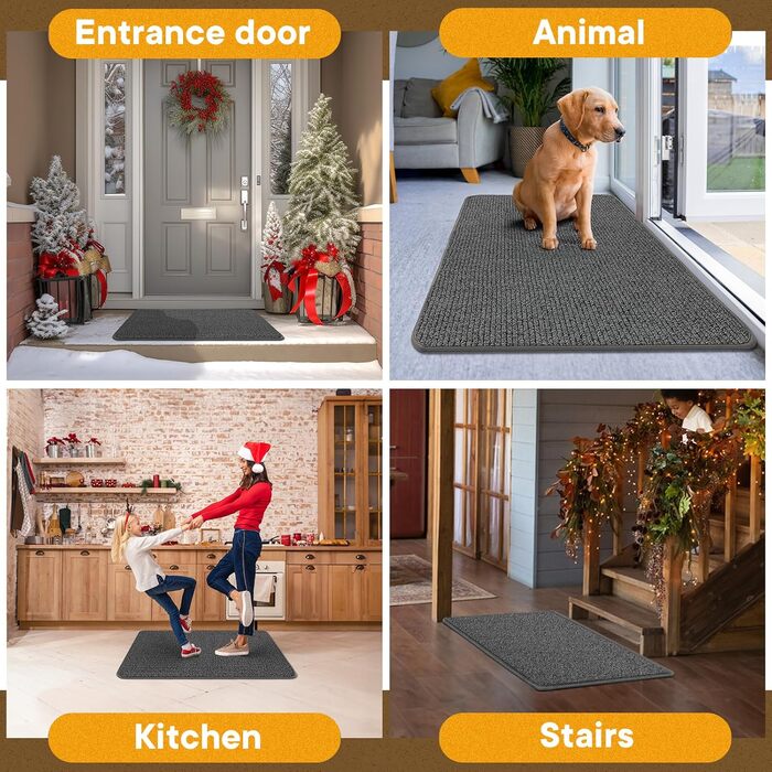 При entryway килимок Mibao 50x80 см, вологопоглинаючий антиковзаючий килим для вхідних дверей, світло-сірий