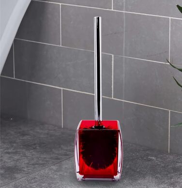 5-Piece Red Acrylic Bathroom Accessories Set, Complete Set, Lotion/Soap Dispenser, Soap Dish, Toothbrush Holder, Cup, Toilet Brush and Holder, Modern Bathroom Decor and