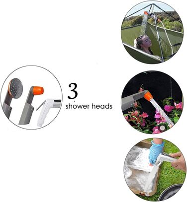Набір для душу в кемпінг Zooma з насосом, портативний душ для відпочинку на природі, душ для саду та вулиці, акумуляторний душ для кемпінгу (Оранжевий 3)