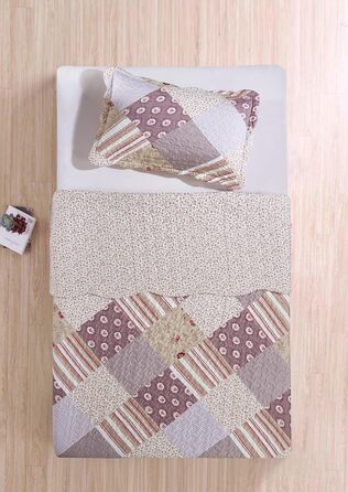 Комплект постільної білизни Brilliant Sunshine Grey Heart Love Patchwork (2 шт.): ковдра та наволочка, двоспальне ліжко, стегане покривало, рожевий, для дому