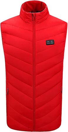 Електрична гріюча жилетка для чоловіків та жінок, 9 зон нагріву, тепла жилетка для зими, для активного відпочинку на відкритому повітрі (без Powerbank), XL, червоний