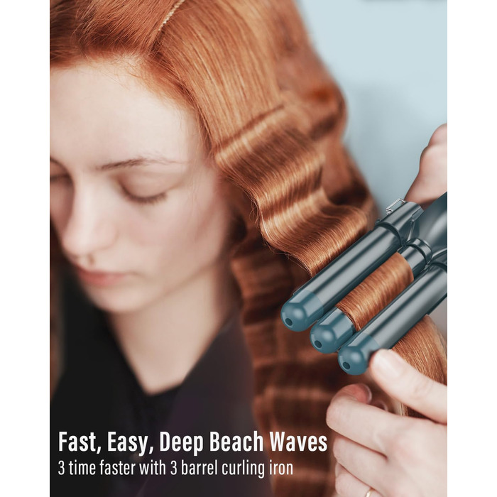Локкенстаб 3-в-1 для хвиль Beach Waves: випрямляч/локон для довгого та короткого волосся (рожеве золото, багатофункціональний)