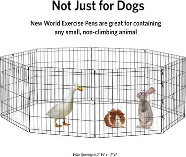New World Dog Playpen - Freestanding Pen, 61x76cm & 157x157x76cm, Black E-Coating