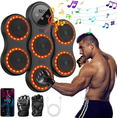 Музична боксівська машина IERAKOR з LED-підсвічуванням, Bluetooth, 9 режимів швидкості, для дорослих та дітей, чорна
