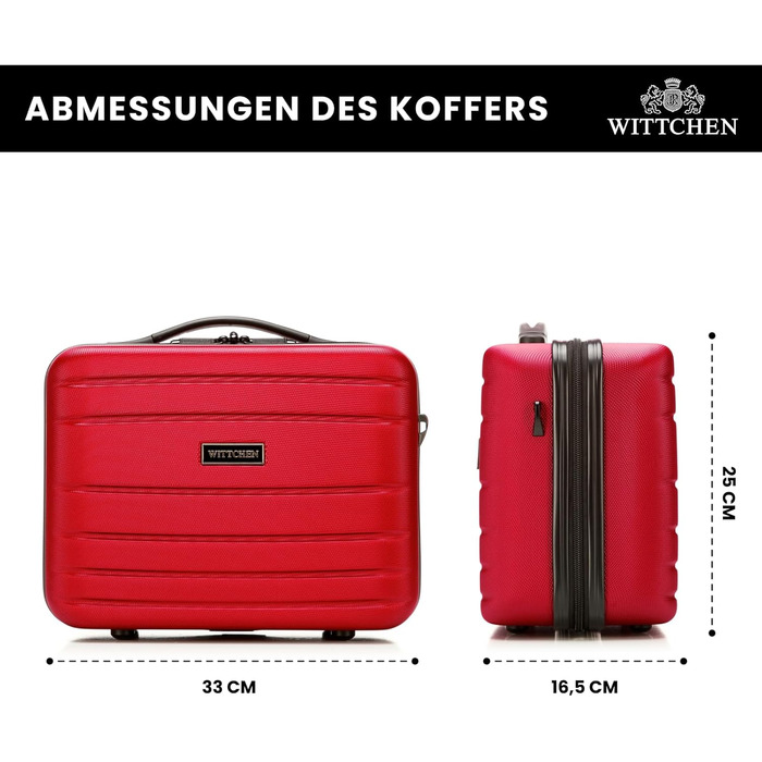Валіза на колесах WITTCHEN Globe Line S, ручна поклажа, ABS, 4 колеса, кодовий замок, телескопічна ручка, червона | Підходить для Lufthansa, Eurowings, Ryanair, Condor, Discover Airlines