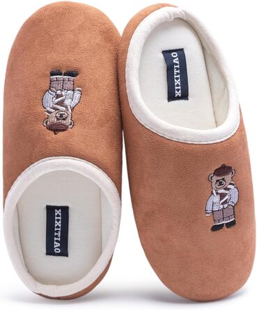 Жіночі халапи з бавовни з закритим носком - Зручна антиковзна підошва, дихаючі для дому, Колір: Коричневий, Розмір: 40/41 EU