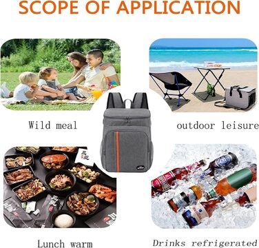 Ізольований рюкзак-холодильник 22L для пікніка, кемпінгу, пляжу, грилю, BBQ, подорожей. Серый.